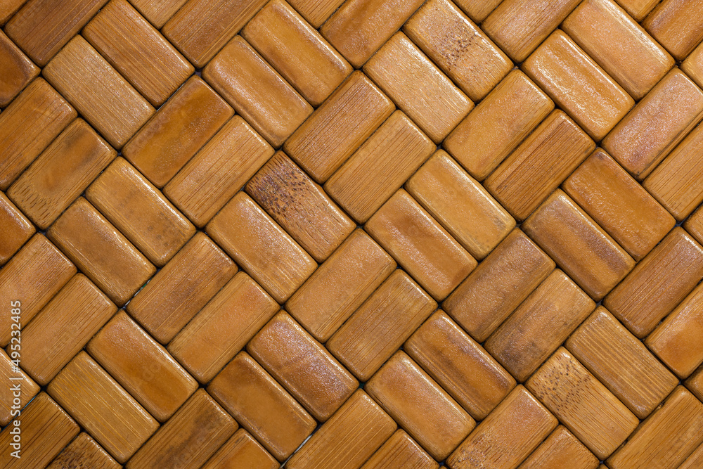 Brick-style bamboo placemat. Rectangular-shaped bamboo blocks table mat. Sequence wood pattern Brick-style bamboo placemat. Rectangular-shaped bamboo blocks table mat. Sequence wood pattern
