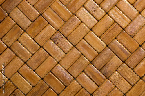 Brick-style bamboo placemat. Rectangular-shaped bamboo blocks table mat. Sequence wood pattern