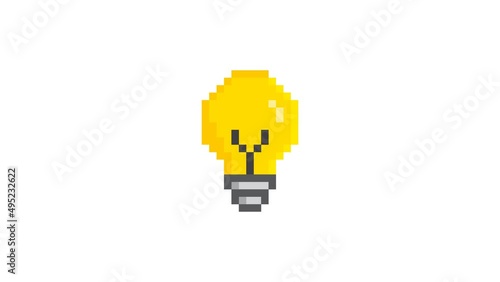 pixel light bulb icon animation cartoon light bulb video footage, 4K 8 bit game