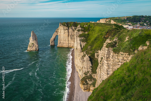 Amazing Atlantic ocean coastline with seaside cliffs, Etretat, Normandy, France