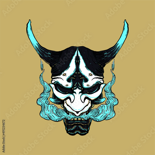 Japanese oni mask mascot