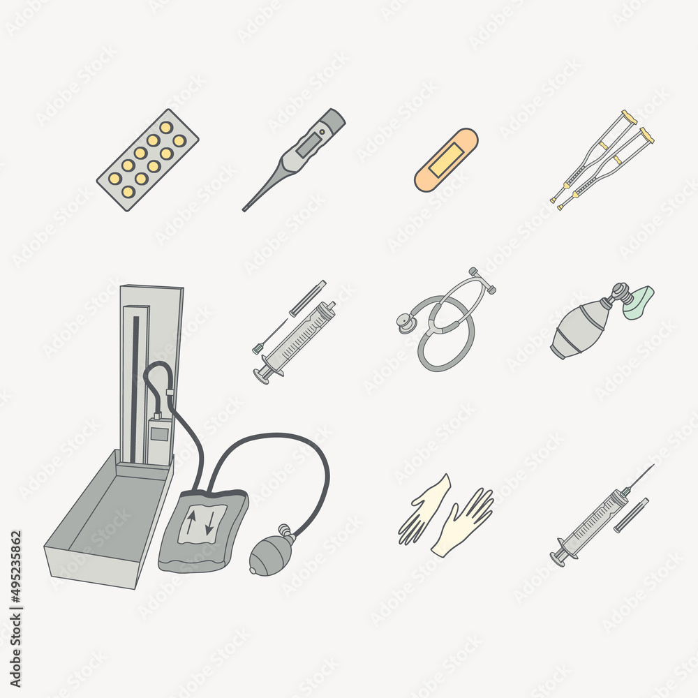 Medical Equipment Tools Collection Set Medical Equipment Tools Collection Set