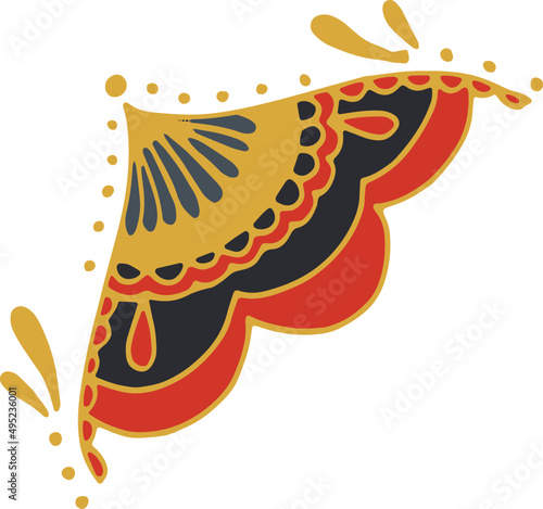 Ethnic Mehndi Ornament Colored Hand Drawn Element