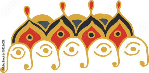 Ethnic Mehndi Ornament Colored Element