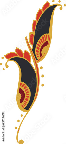 Ethnic Mehndi Colored Hand Drawn Element