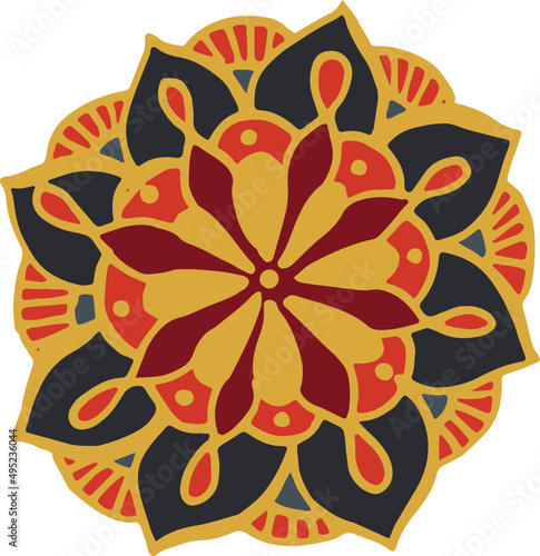 Ethnic Mehndi Decor Hand Drawn Element