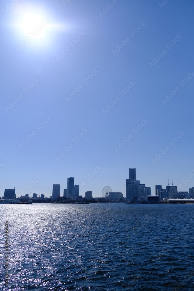 city skyline with sea,YOKOHAMA