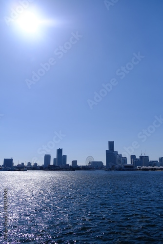 city skyline with sea,YOKOHAMA