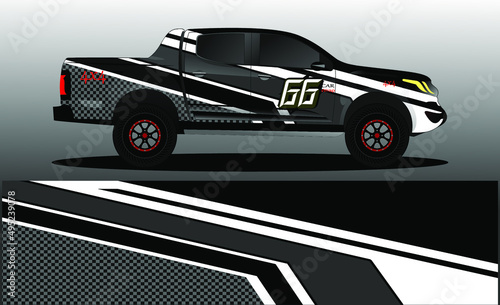 Editable template for wrapping trucks with abstract stickers. High resolution vector graphics.