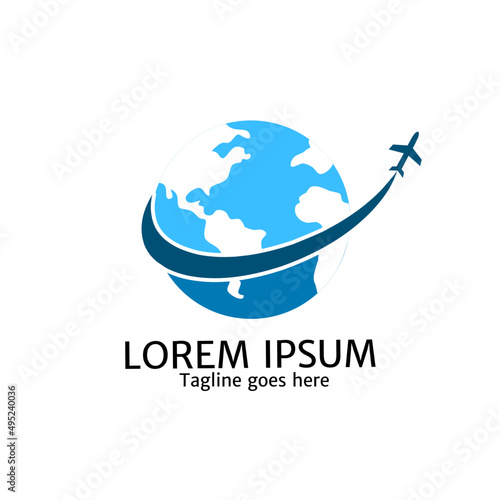 Illustration vector graphic of, template logo plane around the world perfect for logo company traveling, tours and other