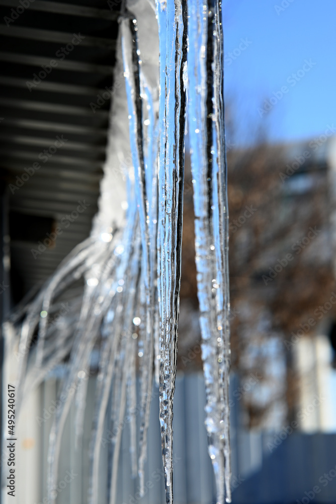 icicles on a roof icicles on a roof
