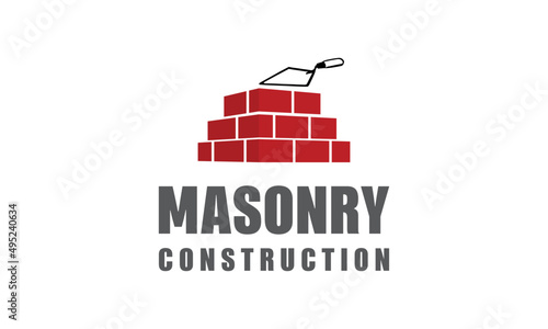 Masonry Construction Logo Design Template.
