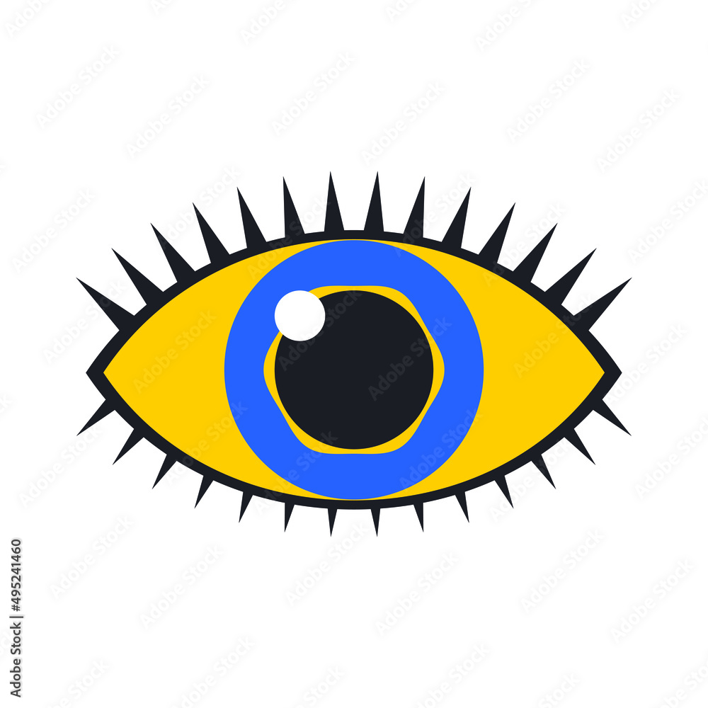 Eye in yellow and blue color flat design style. Amulet from the evil eye. Vector. Eye in yellow and blue color flat design style. Amulet from the evil eye. Vector.