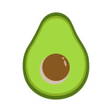 Avocado vector icon. Icon of a green fruit with a bone inside. Half an avocado. Healthy food icon. Vector illustration.