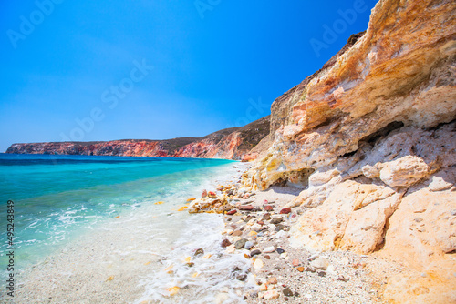 Idyllic beach on Milos island in Greece