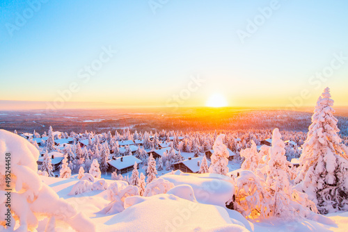 Stunning sunset view in Finland photo