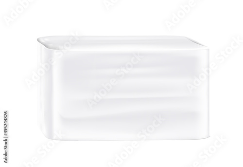 Wide standing pack mockup. Vector illustration isolated on white background. Ready for your design. Suite for the presentation of pads, diaper, wet wipes, foods, household, etc. EPS10.	