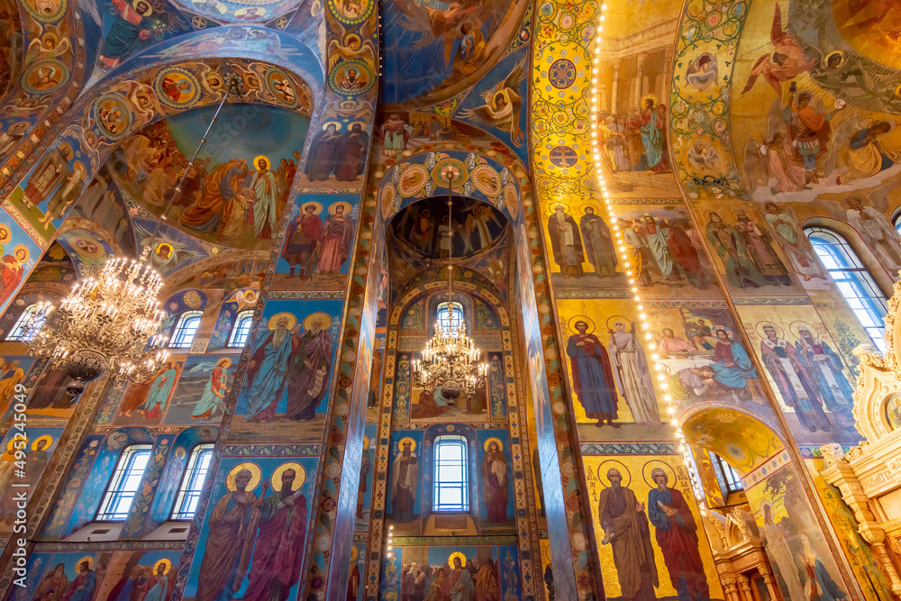 Church of Savior on spilled blood interiors, Saint Petersburg, Russia