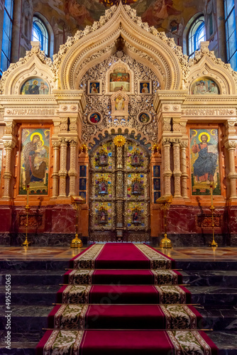 Canvas Print Iconostasis in church of Savior on spilled blood, Saint Petersburg, Russia