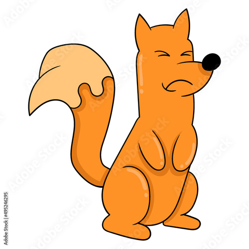 ferret is standing sleeping face, doodle icon image kawaii