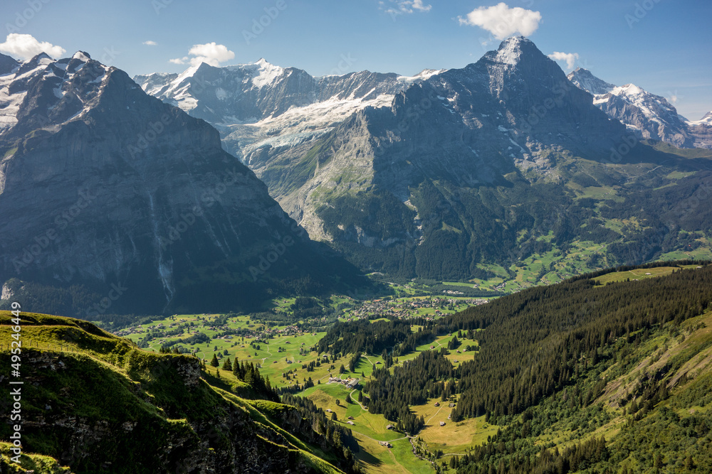 Grindelwald valley and village in the Bernese Alps Switzerland