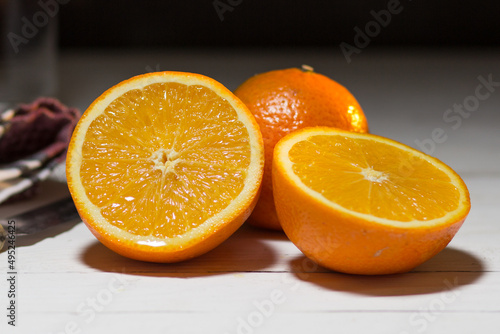 orange on a wooden table
