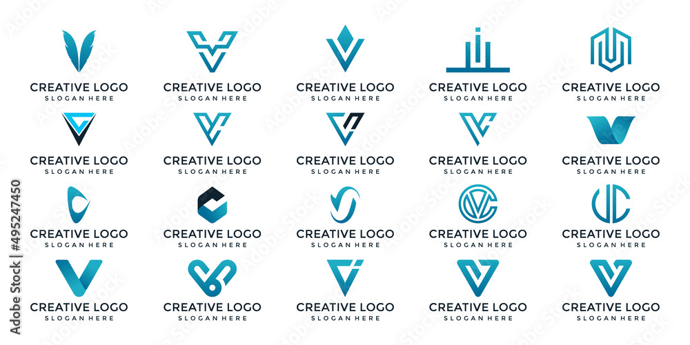 letter V logo set design template vector graphics letter V logo set design template vector graphics