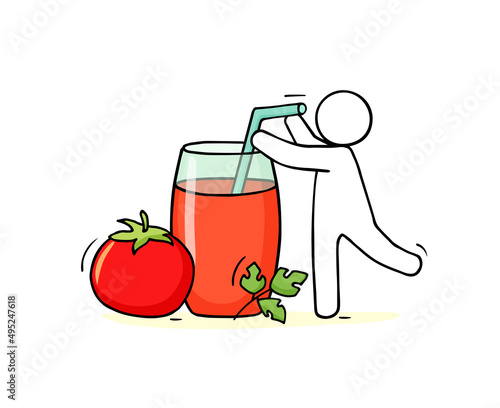 man drinking tomato juice from glass