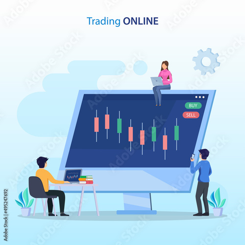 online trading concept. Forex trading strategy, Investing in Stocks. Flat vector template