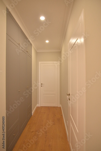 bright corridor in a new apartment with a modern renovation