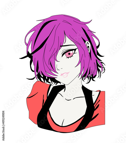 short hair girl violet