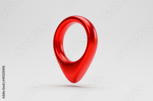 Isolate of red Location pin on white background for web location point and pointer by 3d render.