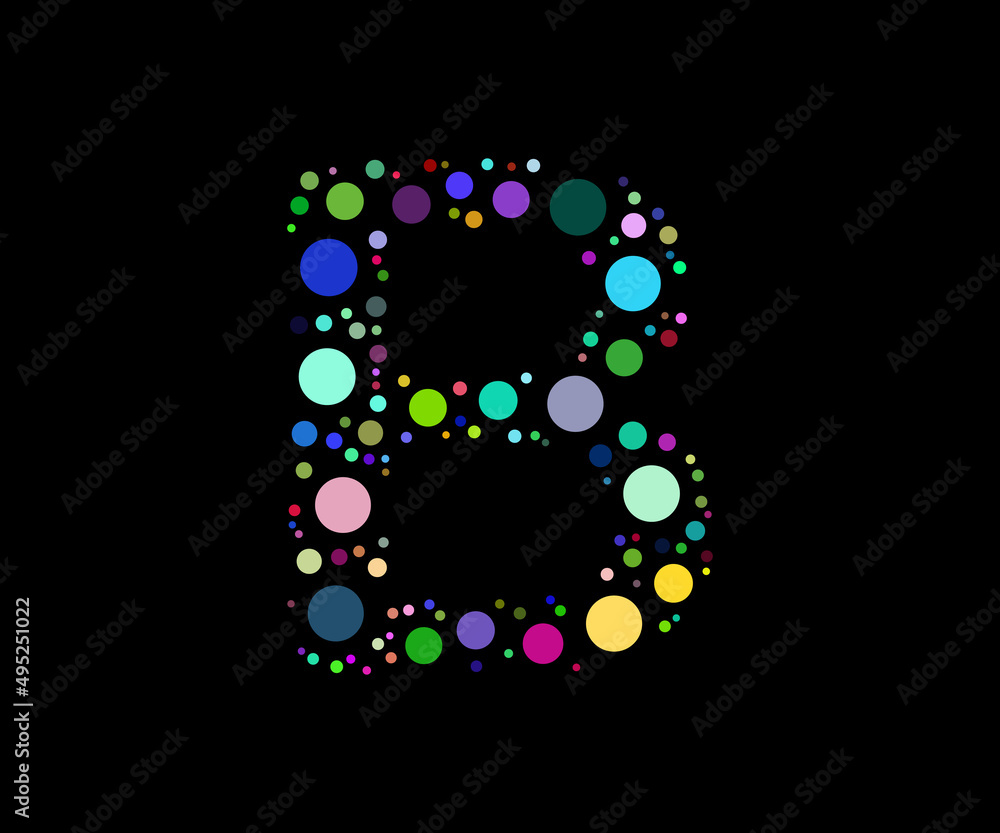 B letter logo filled with colorful balls, alphabet logo vector design B letter logo filled with colorful balls, alphabet logo vector design