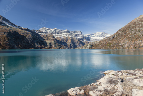 Emosson lake in autumn, Valais (Wallis), Switzerland