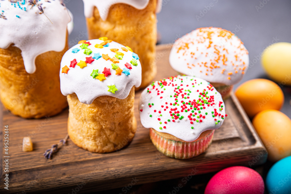 Easter cake and easter eggs sweet dessert holiday easter treat meal food snack on the table copy space food background Easter cake and easter eggs sweet dessert holiday easter treat meal food snack on the table copy space food background