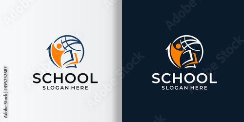 Education University logo with book and world