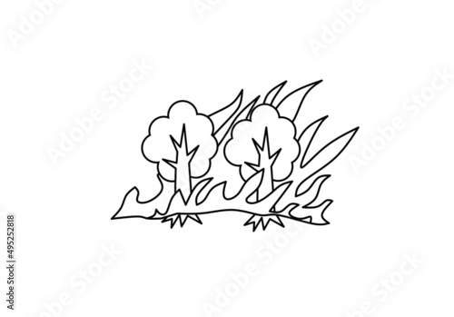 outline forest fire illustration icon isolated on white background