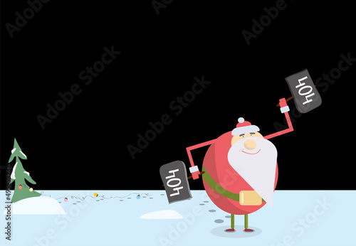 signs 404 in the hands of a merry Santa returning from a party against the backdrop of a Christmas tree with a dangling colored garland. post-holiday internet error page
