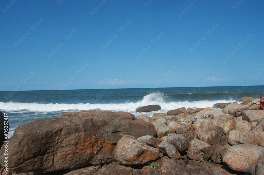 Nature with waves crashing against rocks Nature with waves crashing against rocks