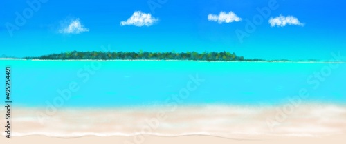 Fototapeta Naklejka Na Ścianę i Meble -  Summer scenario of beach island panorama template 