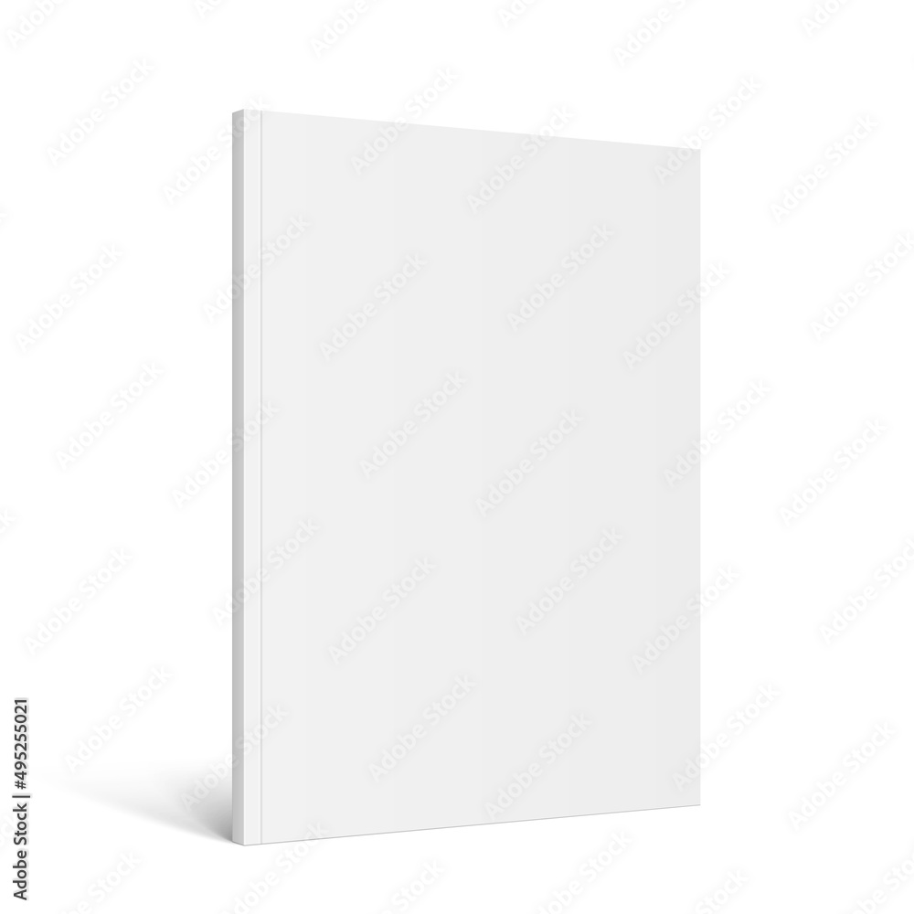 Vector realistic standing 3d magazine mockup with white blank cover Vector realistic standing 3d magazine mockup with white blank cover