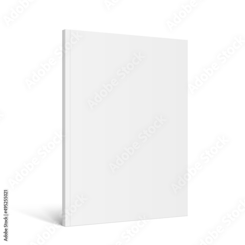 Vector realistic standing 3d magazine mockup with white blank cover