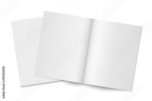 Vector mockup of two white paperback magazines with transparent shadow