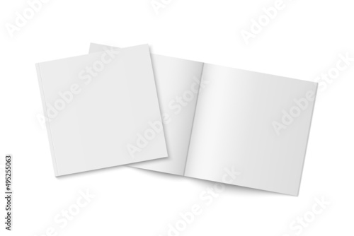 Vector mockup of two white paperback magazines with transparent shadow.