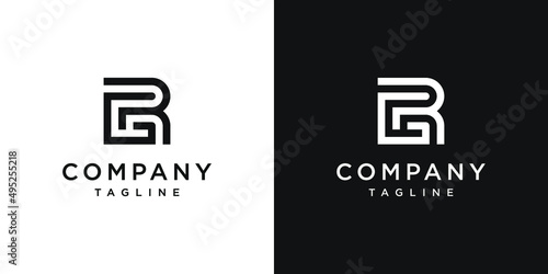 Obraz na płótnie Creative letter rg monogram logo design icon template white and black background