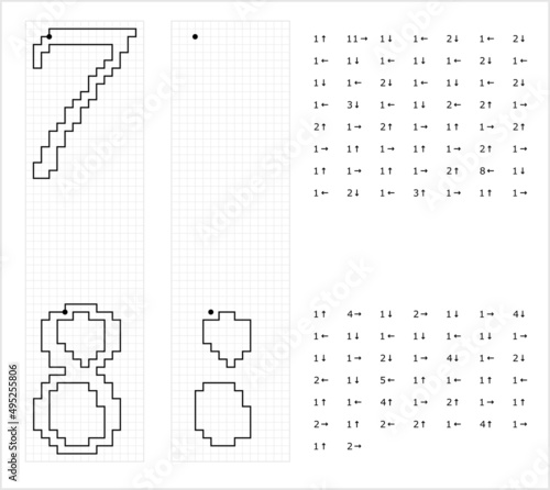 Number Seven Eight Graphic Dictation Drawing M_2203001