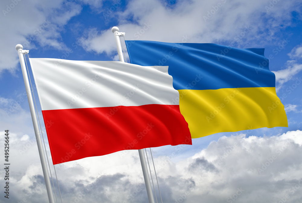 Flaga Polska i Ukraina partnerstwo - obrazy, fototapety, plakaty 