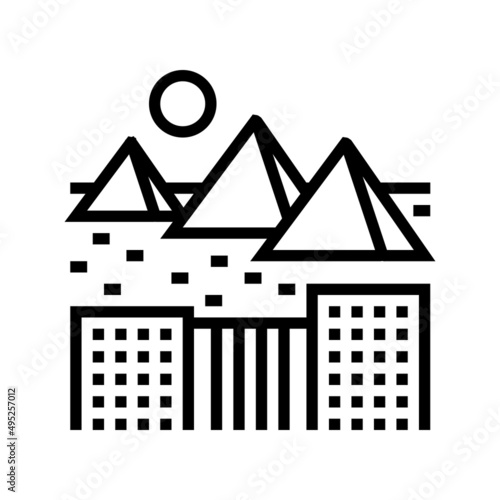giza town line icon vector. giza town sign. isolated contour symbol black illustration