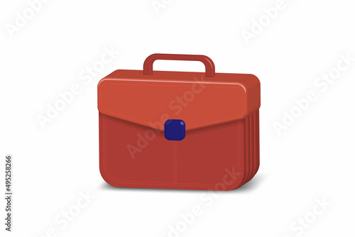3d vector illustration of brown leather briefcase icon. Symbols work for websites, applications or print media.