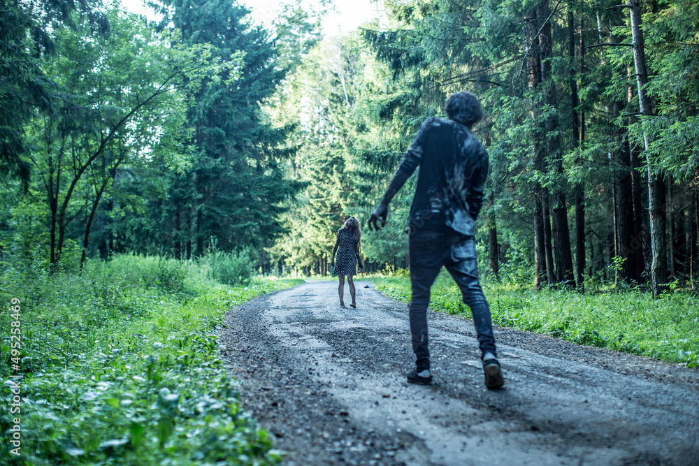 Fototapeta premium Zombies, Apocalypse, burnt people